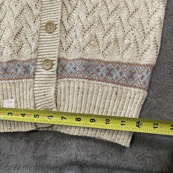 KENNETH TOO Sweater Women's Medium Cream Short Sleeve Cardigan Collared Wool NEW - Picture 9 of 9